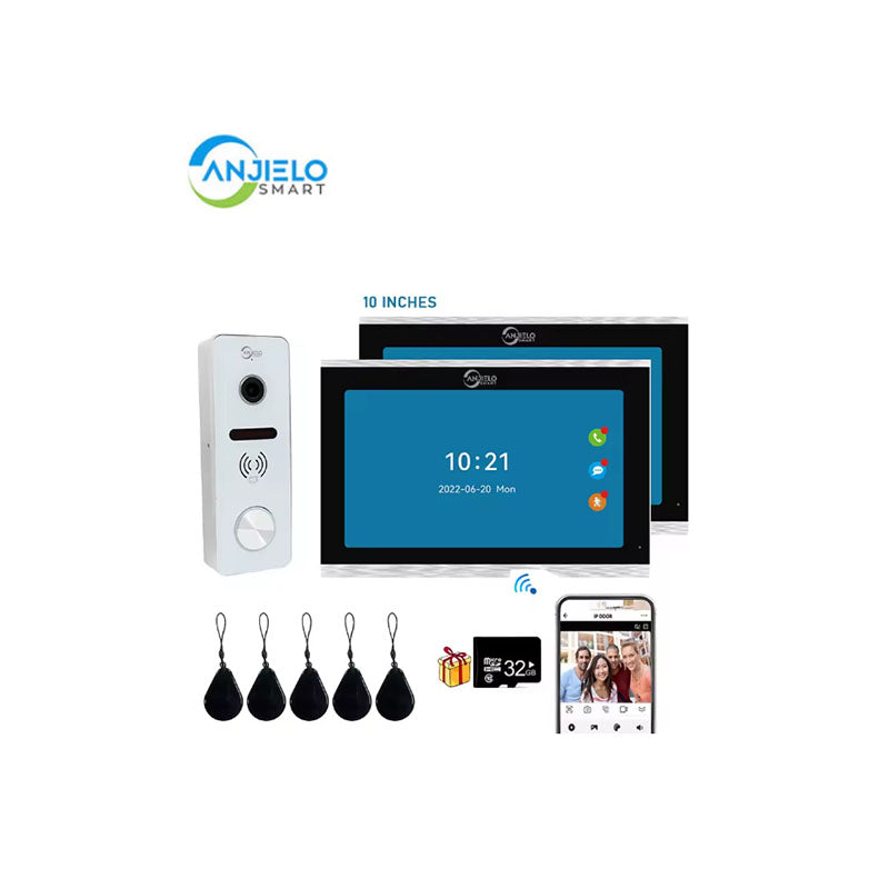 Anjielo Smart Home Tuya 7/10 Inch Video Wifi Intercom Tuya Smart Home video doorbell System 1080P Wide View Angle Wired Doorbell Camera Full Touch Monitor