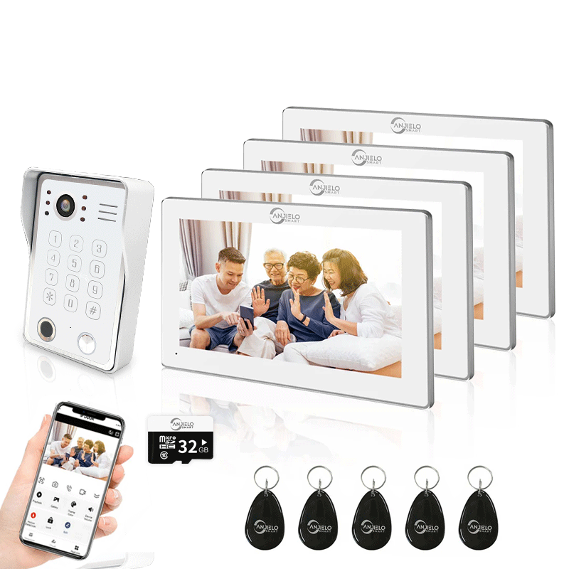 Anjielo Smart Wifi Doorbell Cam by Tuya - 1080p HD Security and Multiple Unlock Options Including RFID Cards