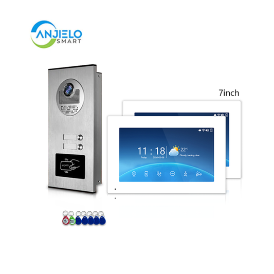 ANJIELO SMART 1-to-12 – Independent Intercom, No Interference | 4-Wire Video Intercom: 1080P Night Vision, 3-Way Unlock, Digital Photo Frame