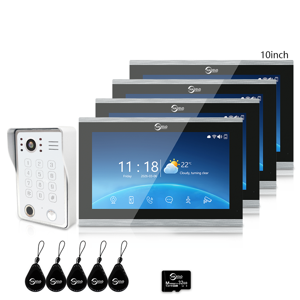 Tuya Smart 4-Wire Video Intercom System with 5-in-1 Unlock, Digital Photo Frame & Background Music, WiFi Doorbell Camera