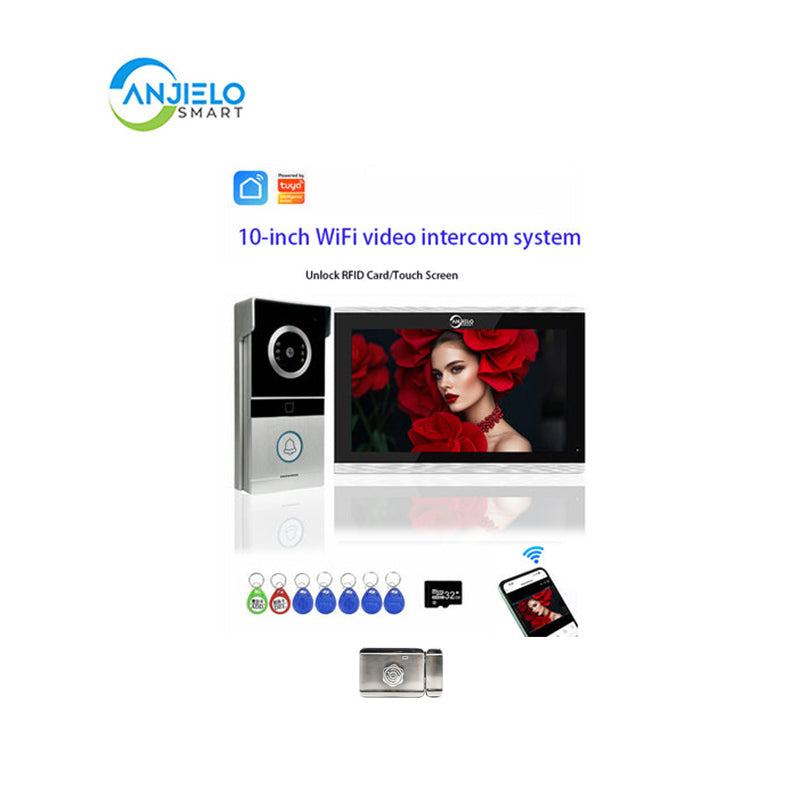 AnjieloSmart Video Intercom 7/10 inch 1080P WiFi Video Door Phone with RFID Unlock IR Night Vision and Two-way Talk Video Intercom System for Home