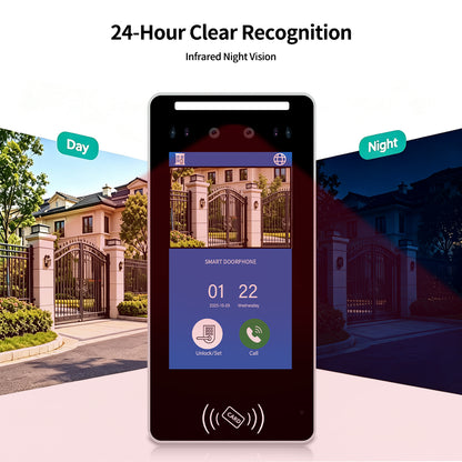 Tuya Smart 3D Facial Recognition Video Intercom System, 5/8 Inch Outdoor Station + Indoor Monitor, 5 Ways Unlock, 1080P Two-Way Video Doorbell, IP65 Waterproof Access Control Door Phone for Villa Home Security