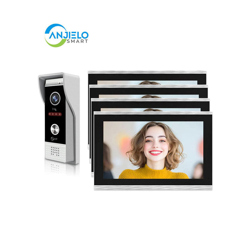 Anjielon Wired Video Doorbell Intercom System 10 Inch Full Touch Monitor 1080P Doorbell Camera,TUYA WiFi Smart Home Video Intercom Door Phone Kits IC Unlock for Villa Home 32G