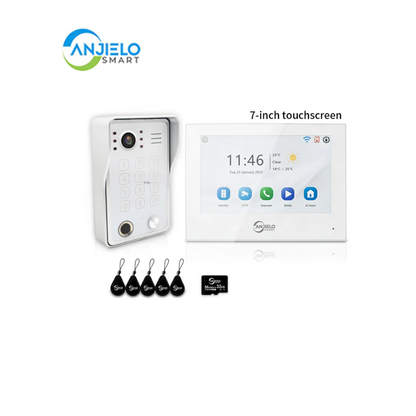 Anjielo 7/10 Inch 4-Wire WiFi Video Intercom System with 5-in-1 Unlock Fingerprint RFID Password App for Home Apartment