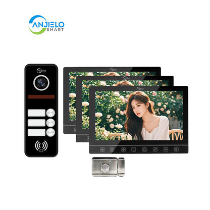 Anjielo Smart Home 7-Inch Smart Touchscreen Video Door Phone with 1080P HD Camera & Night Vision - 2-Door Intercom System for Homes, Villas and Apartments