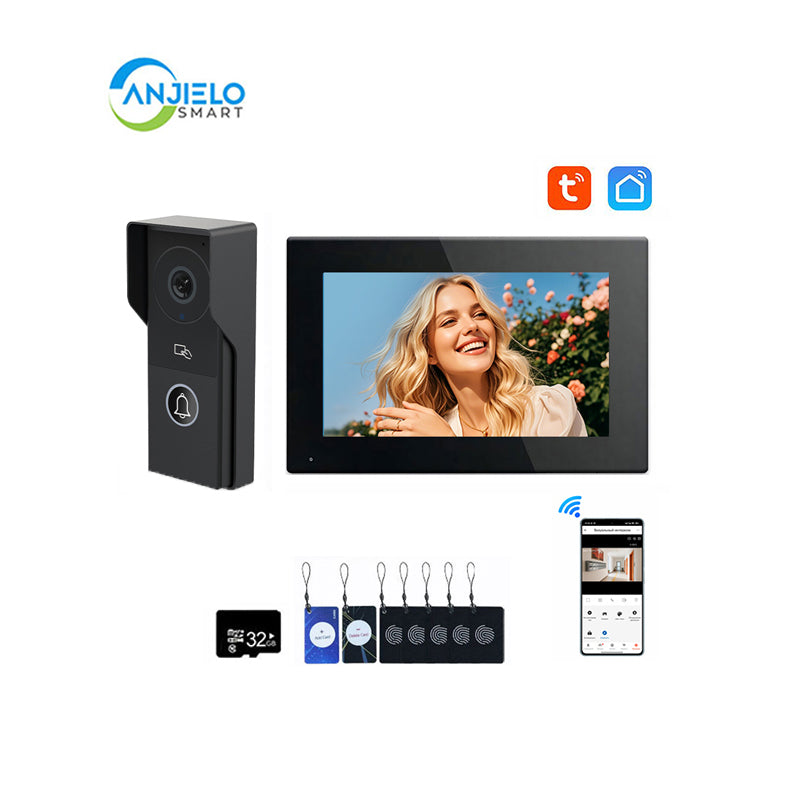 ANJIELO Smart Home Security Intercom System with 1080P 7/10-inch Touch Screen and Waterproof Door Phone, 140° Ultra-wide-angle Monitoring For Home