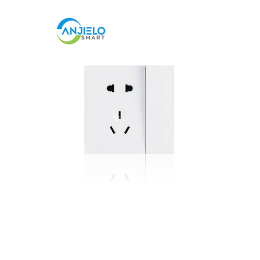 Anjielo Smart Home Five-hole Socket with Button Supports Zigbee3.0 Zero-live Wire PC Flame Retardant Material Smart Socket