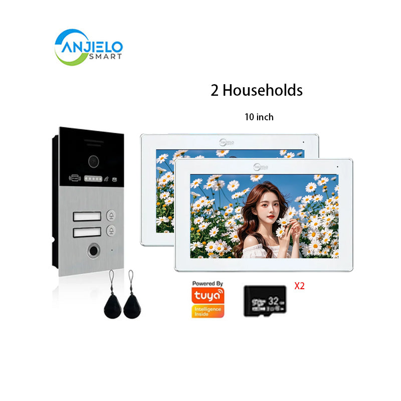 Anjielo Smart Home 2 Wired Video Intercom with 7/10 Inch Display of Wifi Tuya for Multi-Apartment Use