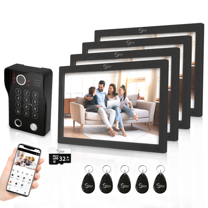 Anjielo Smart Wifi Doorbell Cam by Tuya - 1080p HD Security and Multiple Unlock Options Including RFID Cards