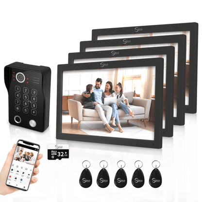 Anjielo Smart Wifi Doorbell Cam Video Intercom System by Tuya - 1080p HD Security and Multiple Unlock Options Including RFID Cards
