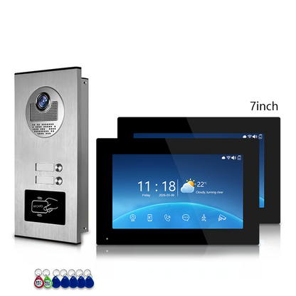 Multi-Family 4-Wire Video Intercom Doorbell System, 1080P HD Camera, 3 Unlock Methods, Tuya Smart App, 2-12 Units, Night Vision & Motion Detection