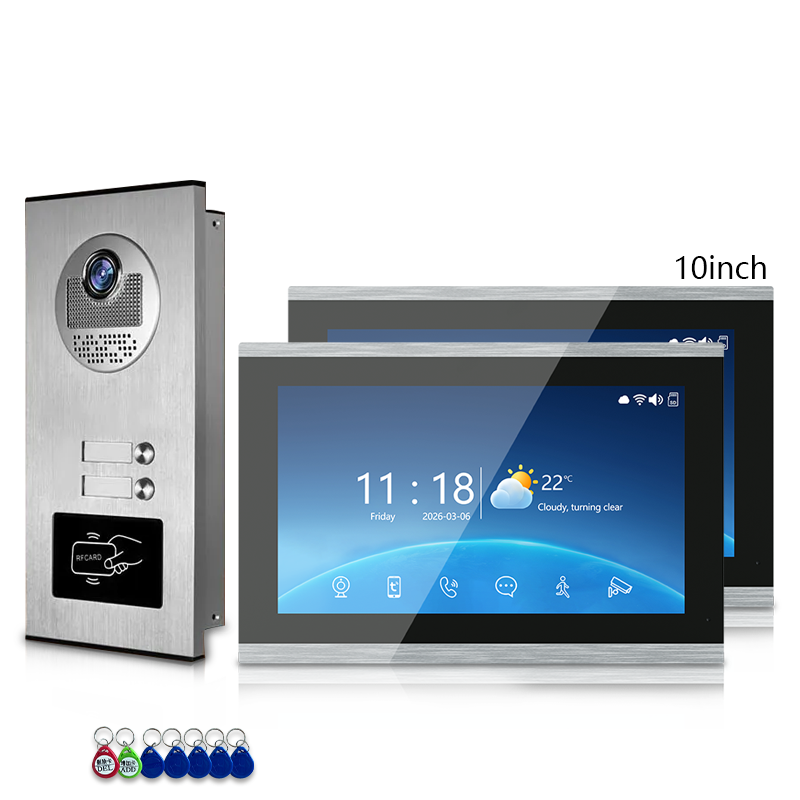 Multi-Family 4-Wire Video Intercom Doorbell System, 1080P HD Camera, 3 Unlock Methods, Tuya Smart App, 2-12 Units, Night Vision & Motion Detection