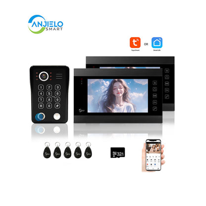 Anjielo Smart Home WiFi-Enabled 7" Touchscreen Video Doorphone - 1080p Resolution & App-Controlled Remote Locking for Android & iOS Devices