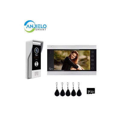 Anjielo Smart WiFi Video Intercom System with 1080P 160°Wide HD Camera 7 lnch Wired Screen Monitor with Night Vision Motion Detect for Vally Apartment