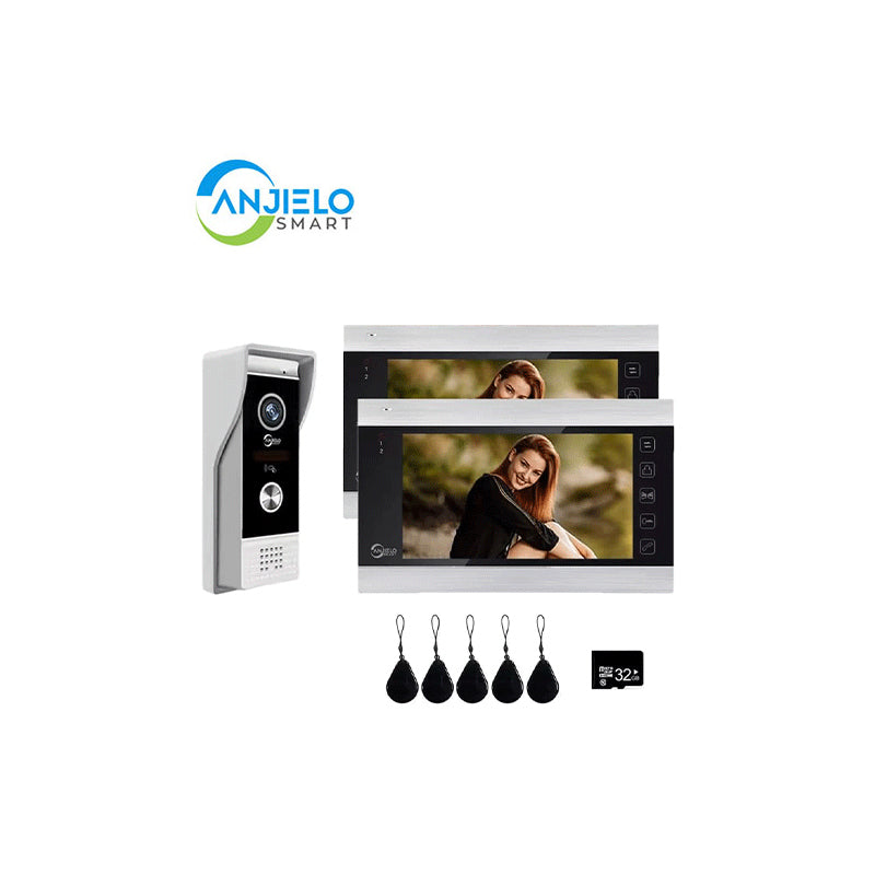 Anjielo Smart WiFi Video Intercom System with 1080P 160°Wide HD Camera 7 lnch Wired Screen Monitor with Night Vision Motion Detect for Vally Apartment