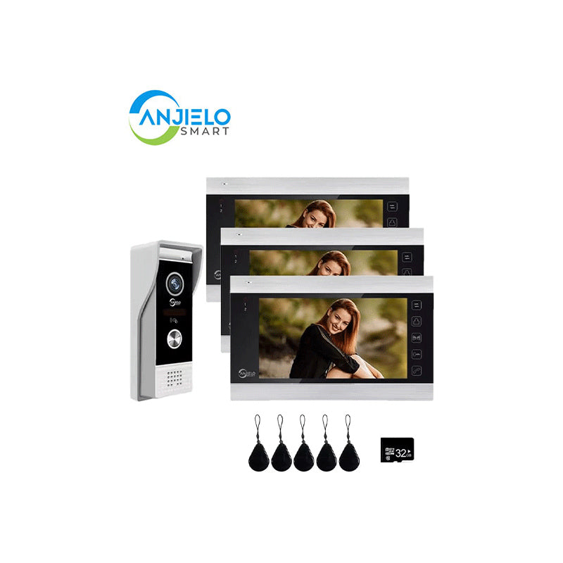 Anjielo Smart WiFi Video Intercom System with 1080P 160°Wide HD Camera 7 lnch Wired Screen Monitor with Night Vision Motion Detect for Vally Apartment