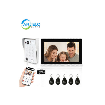 Anjielo Smart Wifi Doorbell Cam Video Intercom System by Tuya - 1080p HD Security and Multiple Unlock Options Including RFID Cards