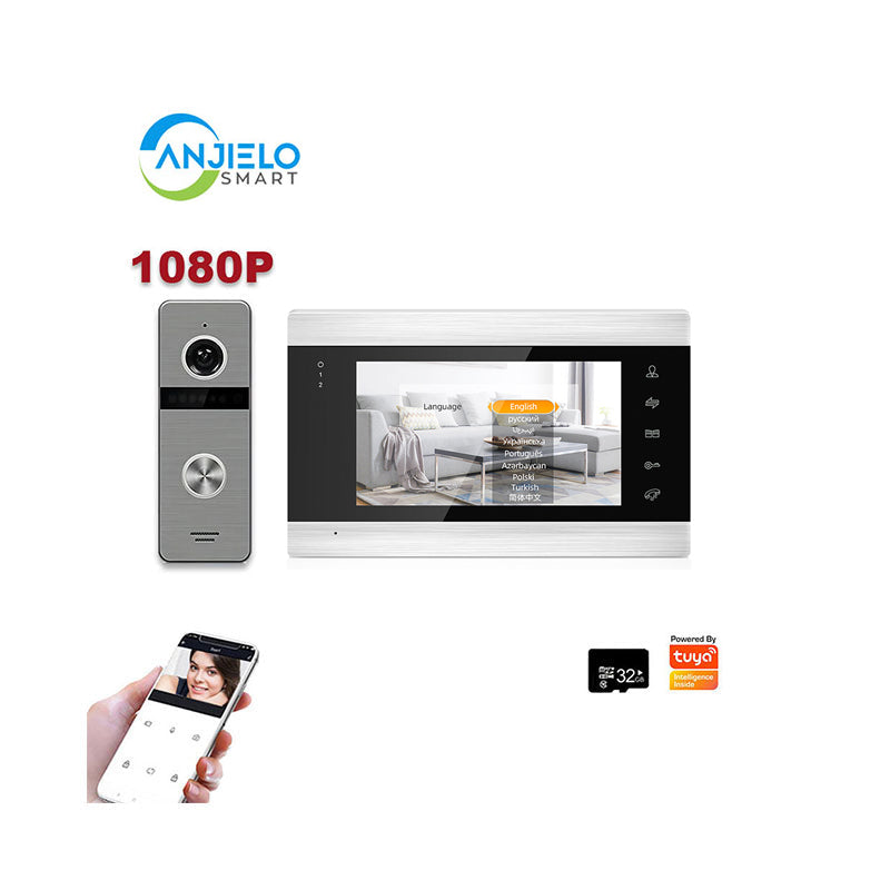 AnjieloSmart Tuya Smart 7" Video Doorbell - HD 1080p Wireless Wired Intercom for Apartments & Homes