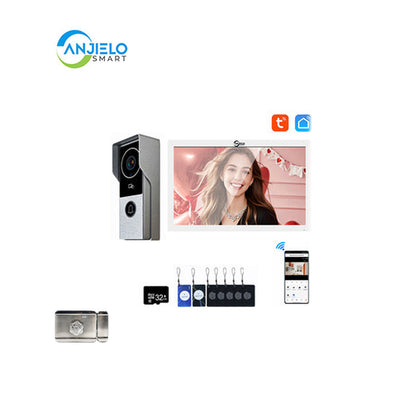 ANJIELO Smart Home Security Intercom System with 1080P 7/10-inch Touch Screen and Waterproof Door Phone, 140° Ultra-wide-angle Monitoring For Home