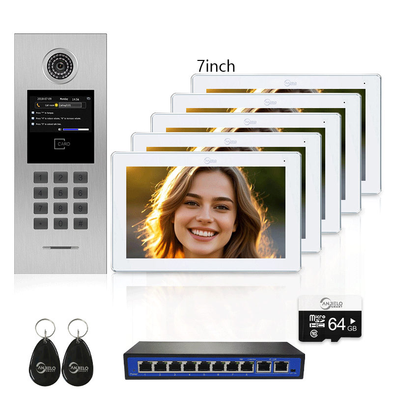 High Definition Tuya Smart Video Intercom System for Multiple Unit Buildings Includes KeyPad, IC Cards & Works up to 999 Users