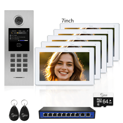 Anjielo Smart Home High Definition Tuya Smart Video Intercom System for Multiple Unit Buildings Includes KeyPad, IC Cards & Works up to 999 Users