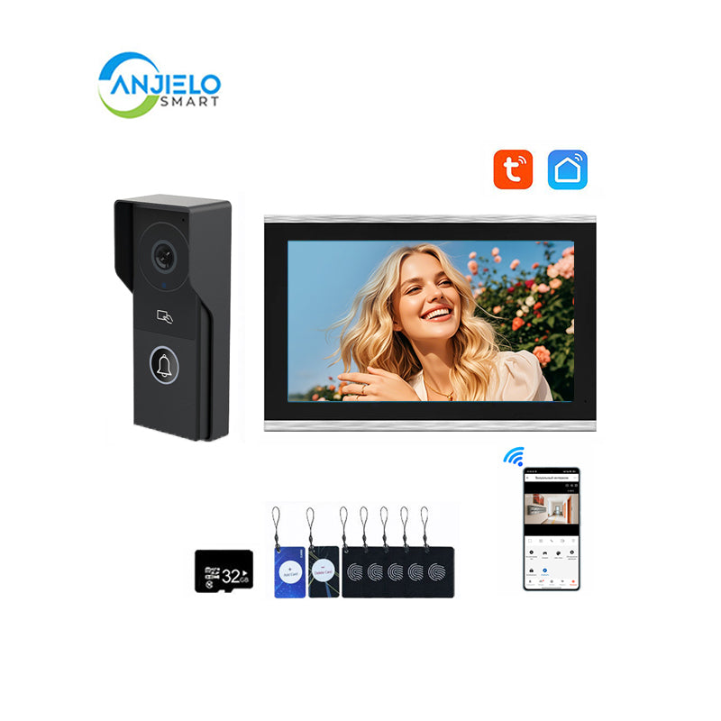 ANJIELO Smart Home Security Intercom System with 1080P 7/10-inch Touch Screen and Waterproof Door Phone, 140° Ultra-wide-angle Monitoring For Home