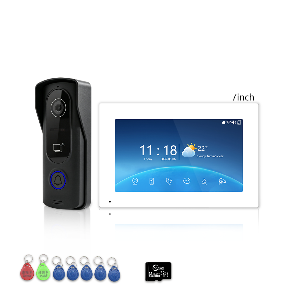 4 Wire Tuya Smart Video Intercom System | 1080P Wired Video Doorbell with Indoor Touch Monitor, RFID Card Unlock, Motion Detection, Night Vision, 2-Way Audio, Remote Unlock for Home Security