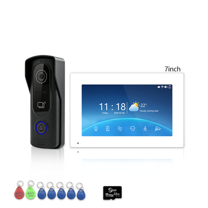 4 Wire Tuya Smart Video Intercom System | 1080P Wired Video Doorbell with Indoor Touch Monitor, RFID Card Unlock, Motion Detection, Night Vision, 2-Way Audio, Remote Unlock for Home Security
