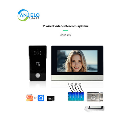 Anjielo Smart Home 1080P 2 Wired Video Doorbell Intercom System Tuya Wifi Motion Dection Doorbell With 7 /10Touch Screen Security Syste for home