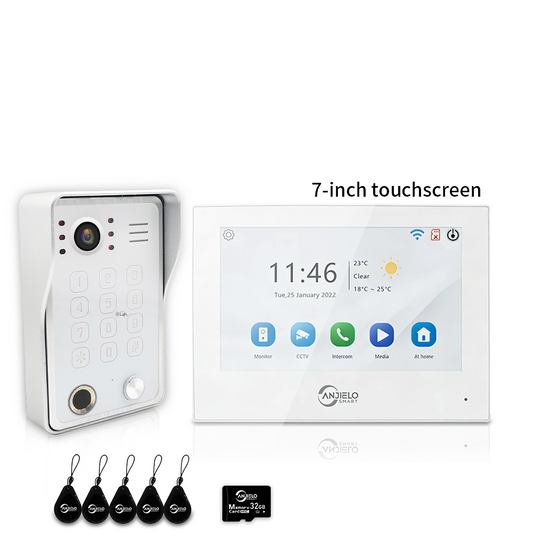 Anjielo 7/10 Inch 4-Wire WiFi Video Intercom System with 5-in-1 Unlock Fingerprint RFID Password App for Home Apartment