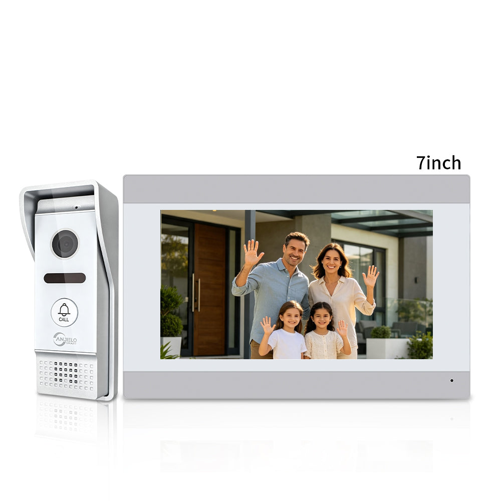 7 Inch 4-Wire WiFi Video Intercom System, Tuya Smart Video Door Phone, Touch Screen Indoor Monitor, 2-Way Audio, Night Vision, Motion Detection, Remote Unlock, Home Security Doorbell Intercom Kit