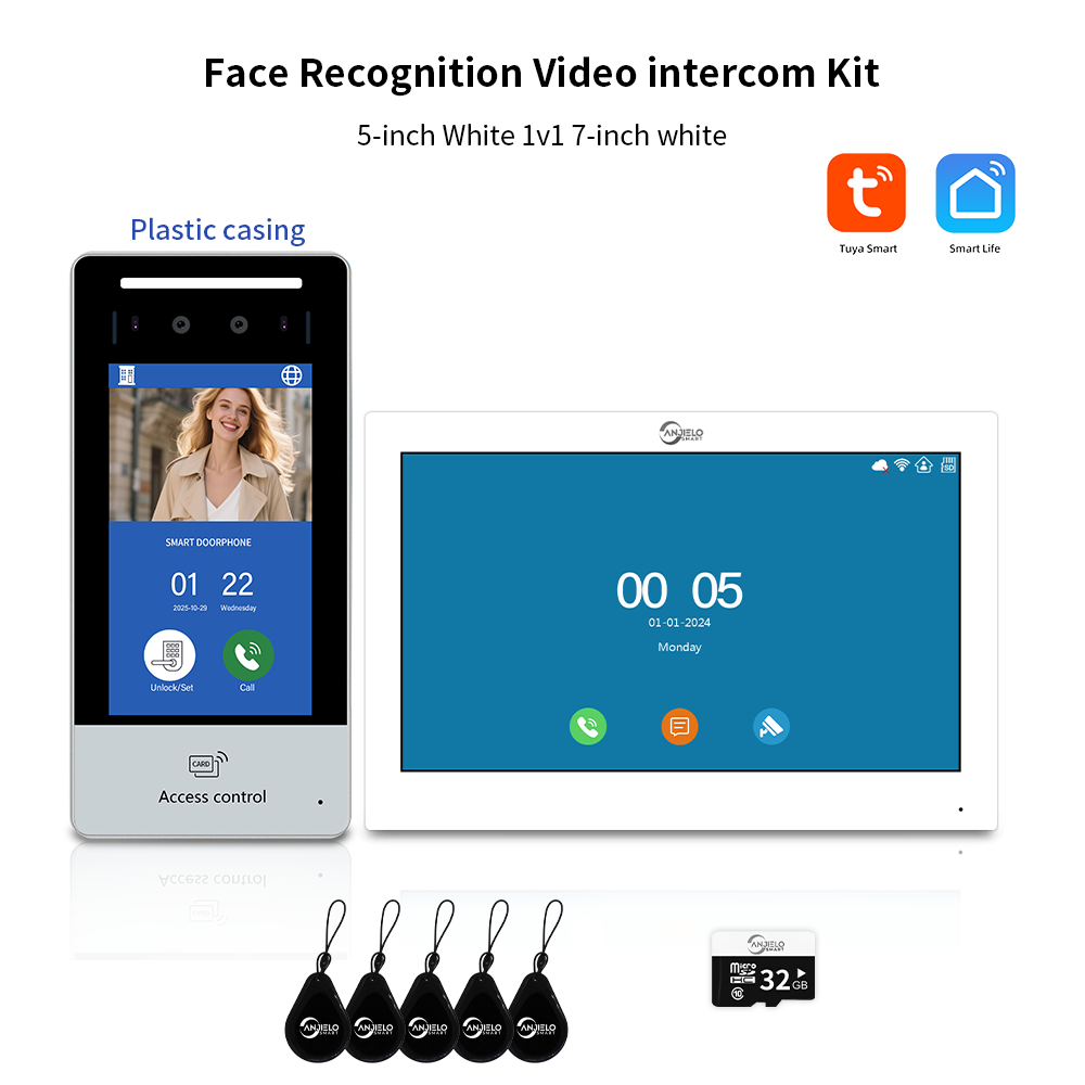2025New Anjielo Tuya Smart  AI facial recognition building IP video intercom system 5-in-1 Unlock and Connect Multiple Monitors Integrated Solution