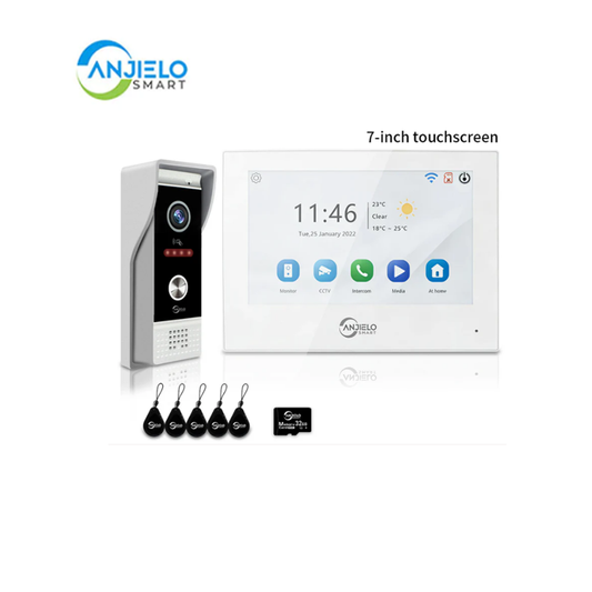 Anjielo 7/10 Inch 1080P Smart WiFi Video Intercom System with Tuya App 3-in-1 Unlock Motion Detection Alarm for Home Apartment