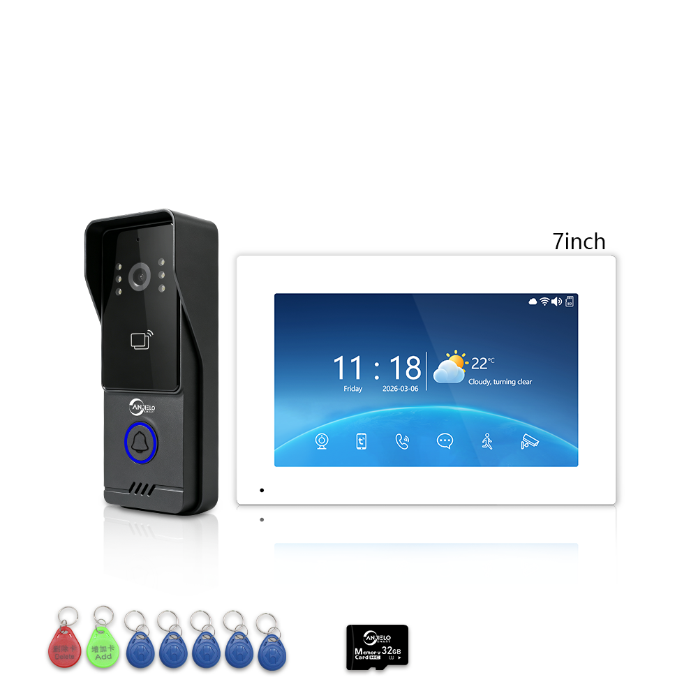 Wired 4‑Wire Smart Video Doorbell Intercom System | 1080P Infrared Night Vision IP65 Waterproof Tuya WiFi Video Door Phone with Touch Screen Monitor Motion Detection 3‑Way Unlock for Home Security