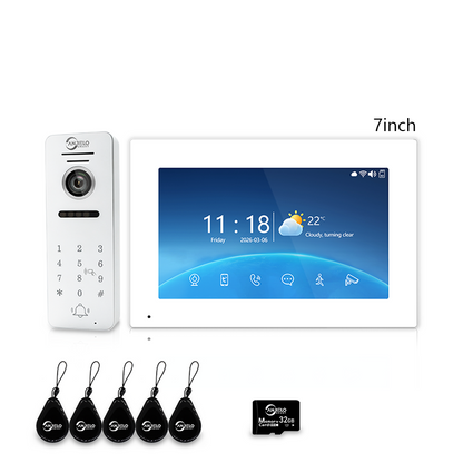4-Wire Tuya Smart Video Intercom System, 10 Inch Touch Screen Indoor Monitor, Wired Doorbell Camera with Keypad, Two-Way Audio, PIR Motion Detection, Remote Unlock, Night Vision for Home Villa Security