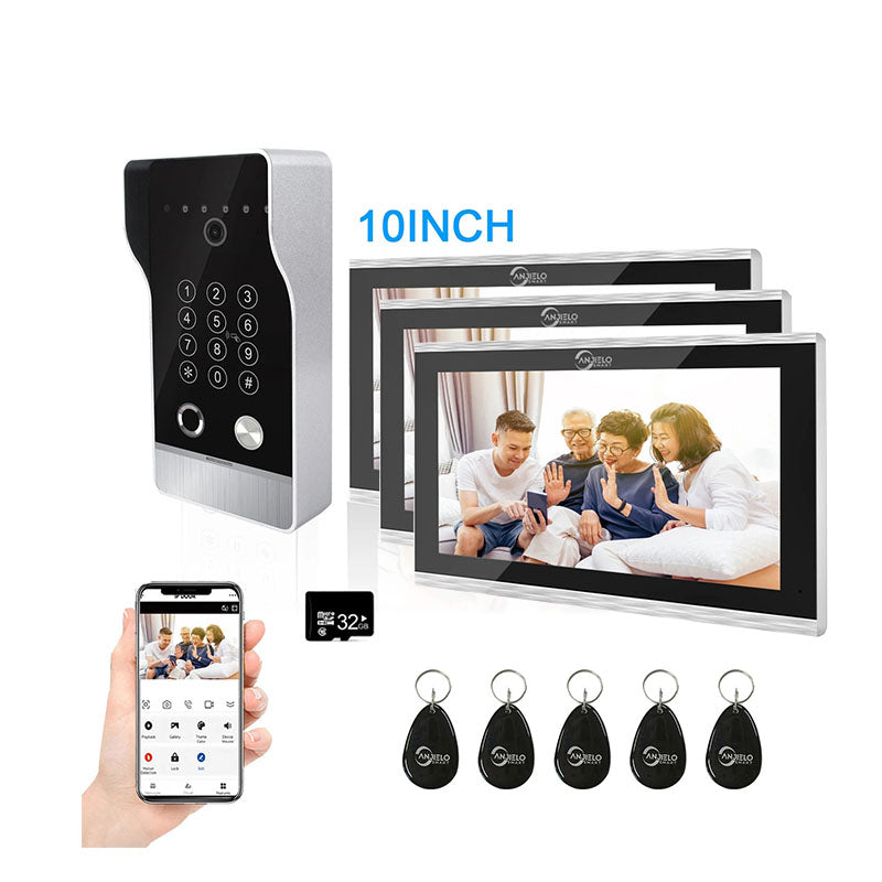 Anjielo New Tuya Smart Wi-Fi Video Door Phone System Large Size FHD 1080P RFID Card Fingerprint Passcode Unlock for Apartments