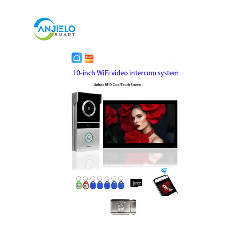 AnjieloSmart Video Intercom 7/10 inch 1080P WiFi Video Door Phone with RFID Unlock IR Night Vision and Two-way Talk Video Intercom System for Home