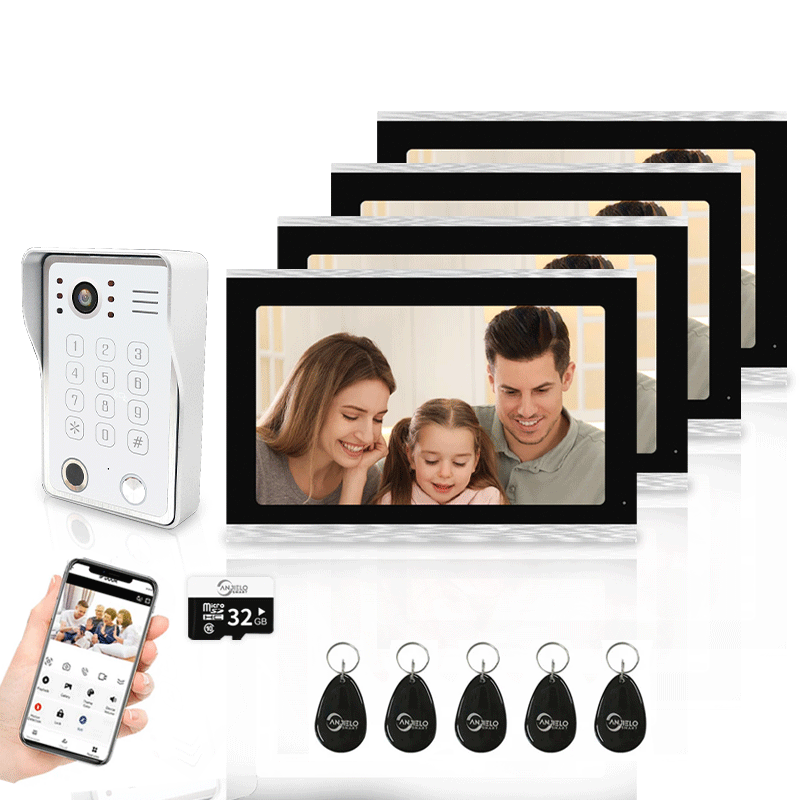 Anjielo Smart Wifi Doorbell Cam by Tuya - 1080p HD Security and Multiple Unlock Options Including RFID Cards