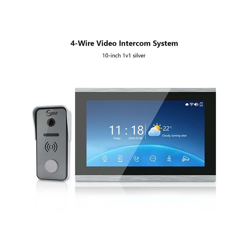 Anjielo 4-Wire Video Intercom System | Touchscreen + Tuya App Integration, 2-Way Audio, Night Vision & Motion Detection, Smart Access Control for Home & Villa