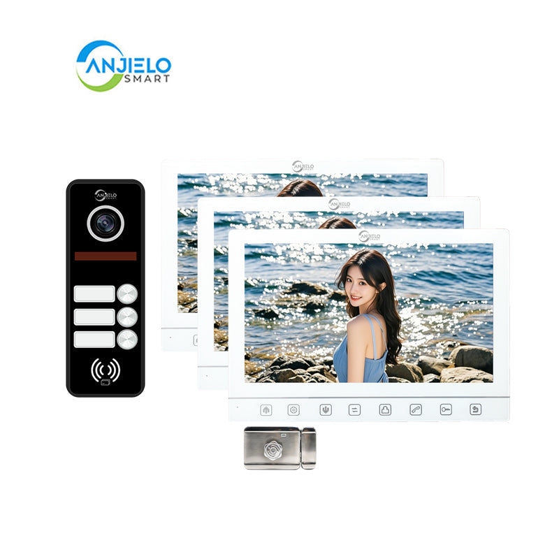 Anjielo Smart Home 7-Inch Smart Touchscreen Video Door Phone with 1080P HD Camera & Night Vision - 2-Door Intercom System for Homes, Villas and Apartments