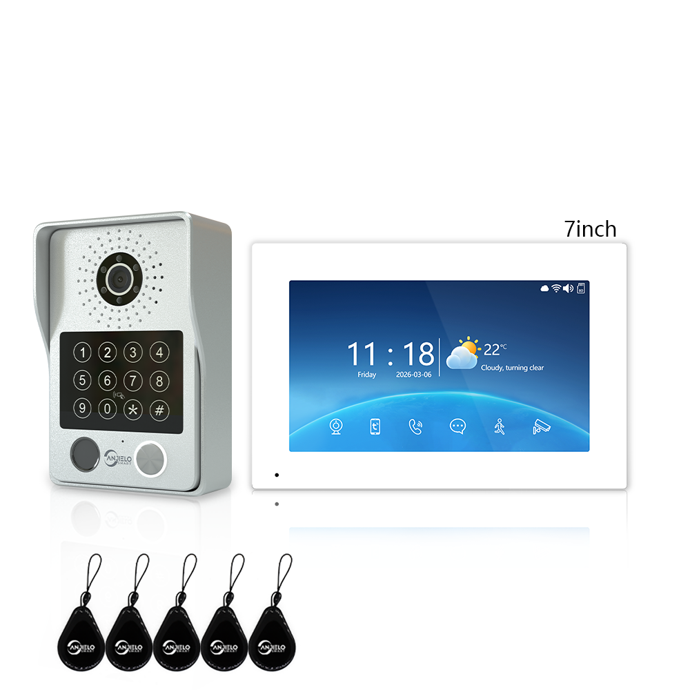 Anjielo Newest 4 wire Video Intercom System With Photo Frame Video Doorbell Motion Detection 5 in 1 unlocking Video Doorphone with Infrared Night Vision for Home and Villa