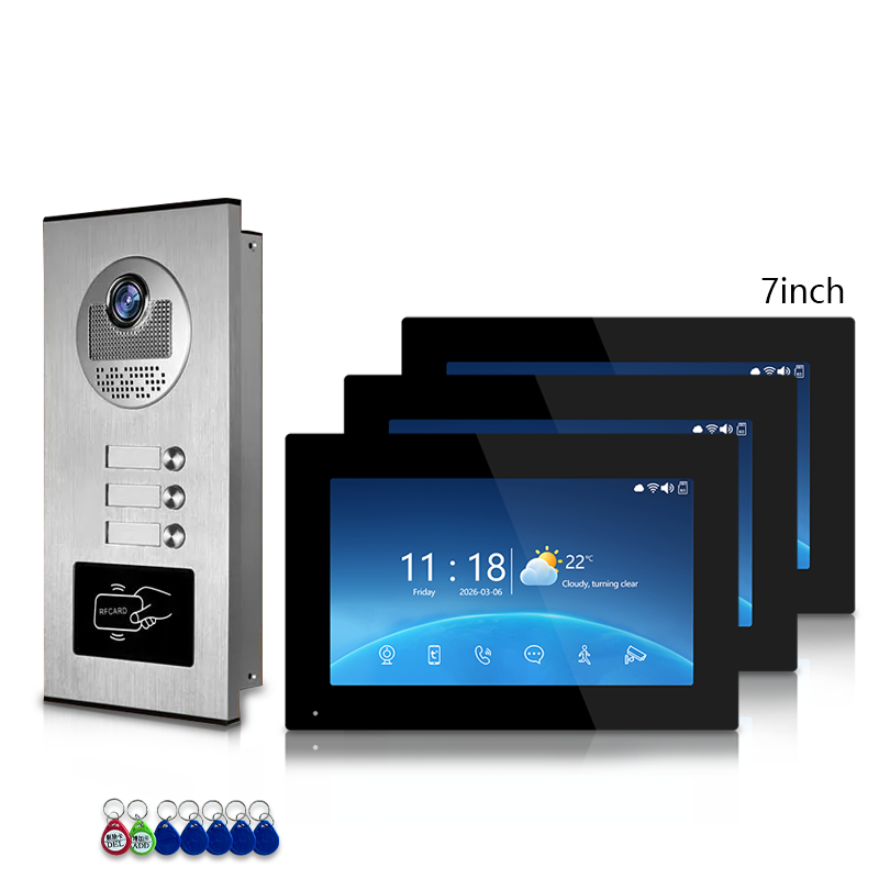 Multi-Family 4-Wire Video Intercom Doorbell System, 1080P HD Camera, 3 Unlock Methods, Tuya Smart App, 2-12 Units, Night Vision & Motion Detection