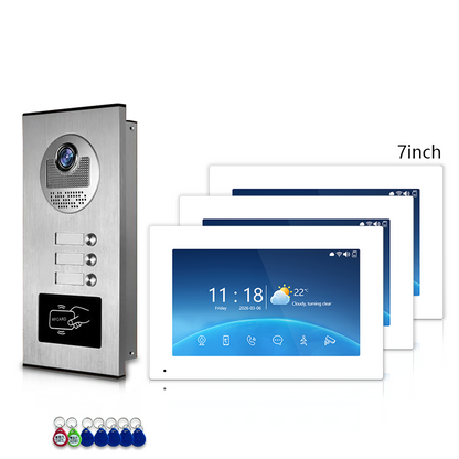 Multi-Family 4-Wire Video Intercom Doorbell System, 1080P HD Camera, 3 Unlock Methods, Tuya Smart App, 2-12 Units, Night Vision & Motion Detection