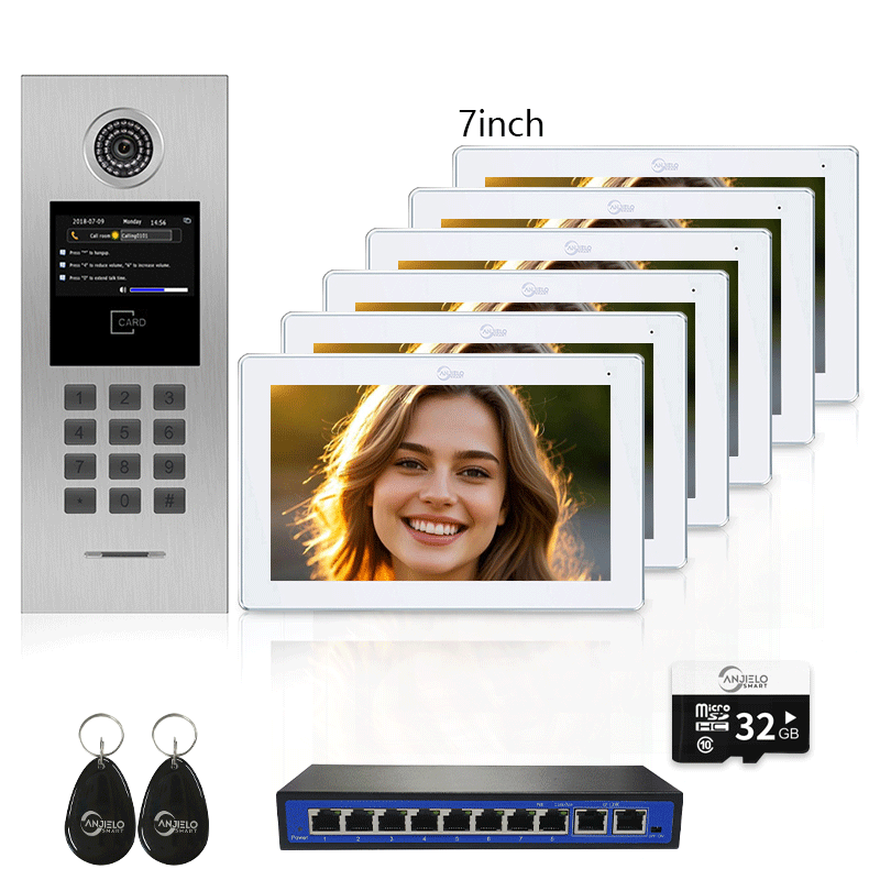 High Definition Tuya Smart Video Intercom System for Multiple Unit Buildings Includes KeyPad, IC Cards & Works up to 999 Users