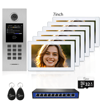 Anjielo Smart Home High Definition Tuya Smart Video Intercom System for Multiple Unit Buildings Includes KeyPad, IC Cards & Works up to 999 Users
