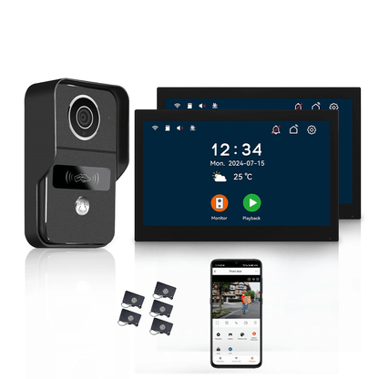 Anjielo Smart Home 10.1 Inch Touch Screen Video Doorbell Intercom System with Night Vision Camera and Two-Way Audio