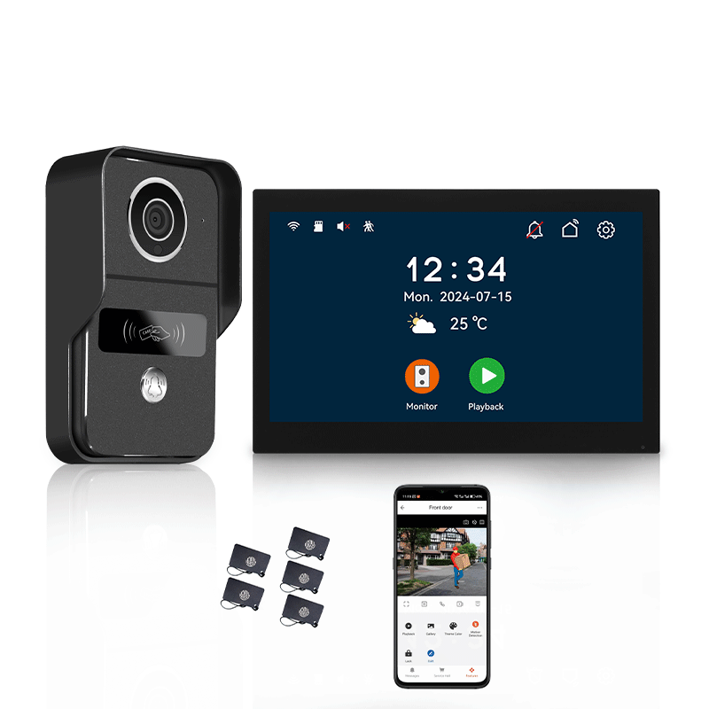 Anjielo Smart 10.1 Inch Touch Screen Video Doorbell Intercom System with Night Vision Camera and Two-Way Audio