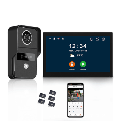 Anjielo Smart Home 10.1 Inch Touch Screen Video Doorbell Intercom System with Night Vision Camera and Two-Way Audio