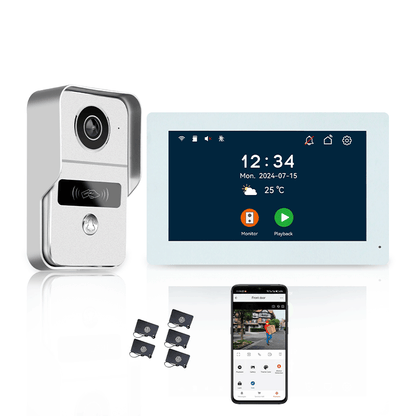 Anjielo Smart Home 10.1 Inch Touch Screen Video Doorbell Intercom System with Night Vision Camera and Two-Way Audio