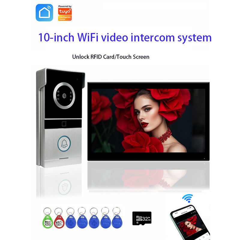 AnjieloSmart Video Intercom 7/10 inch 1080P WiFi Video Door Phone with RFID Unlock IR Night Vision and Two-way Talk Video Intercom System for Home
